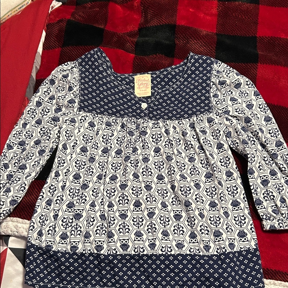 Tea Collection Blue and White Kids Blouse